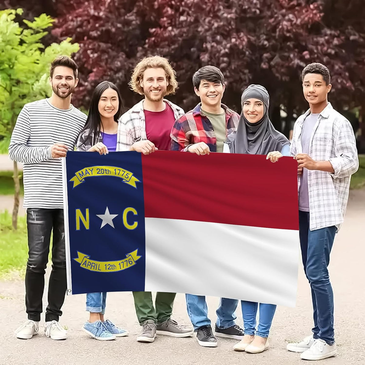 North Carolina Flag 3X5 FT Outdoor, NC Flag Embroidered Heavy Duty Outside