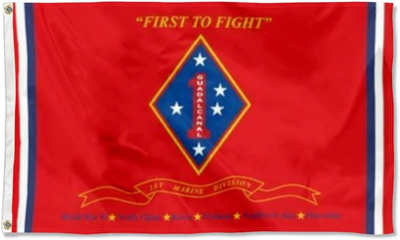 US Marine 1St Marine Division Flags Outdoor Indoor 3X5Ft Red Banner