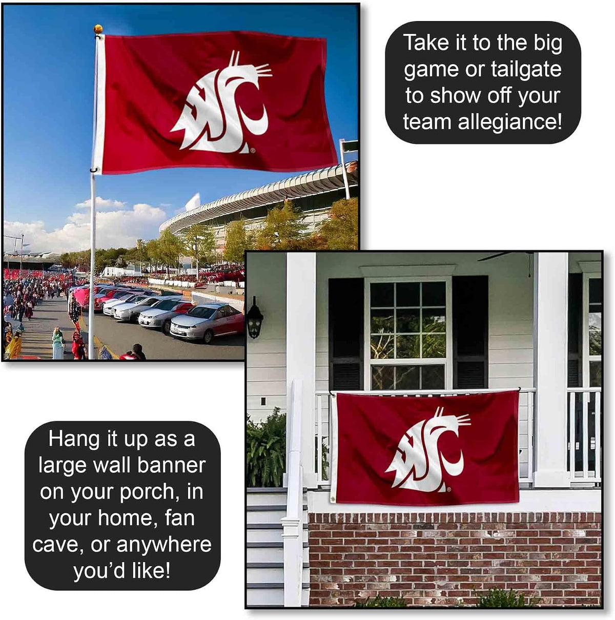 Washington State Cougars WSU University Large College Flag