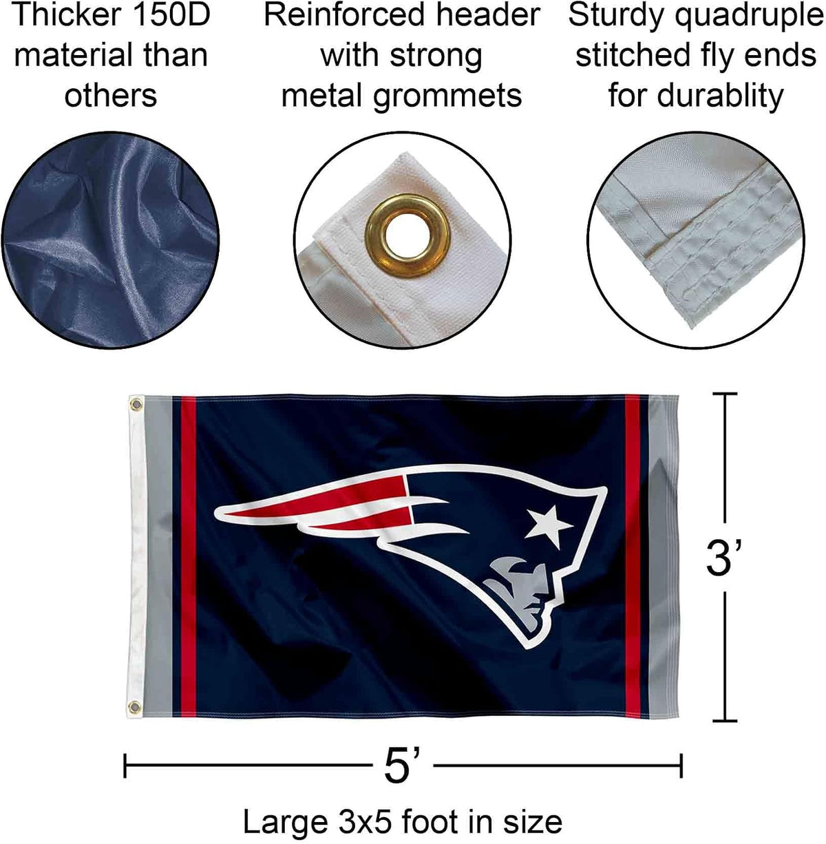 New England Patriots Large 3X5 Flag
