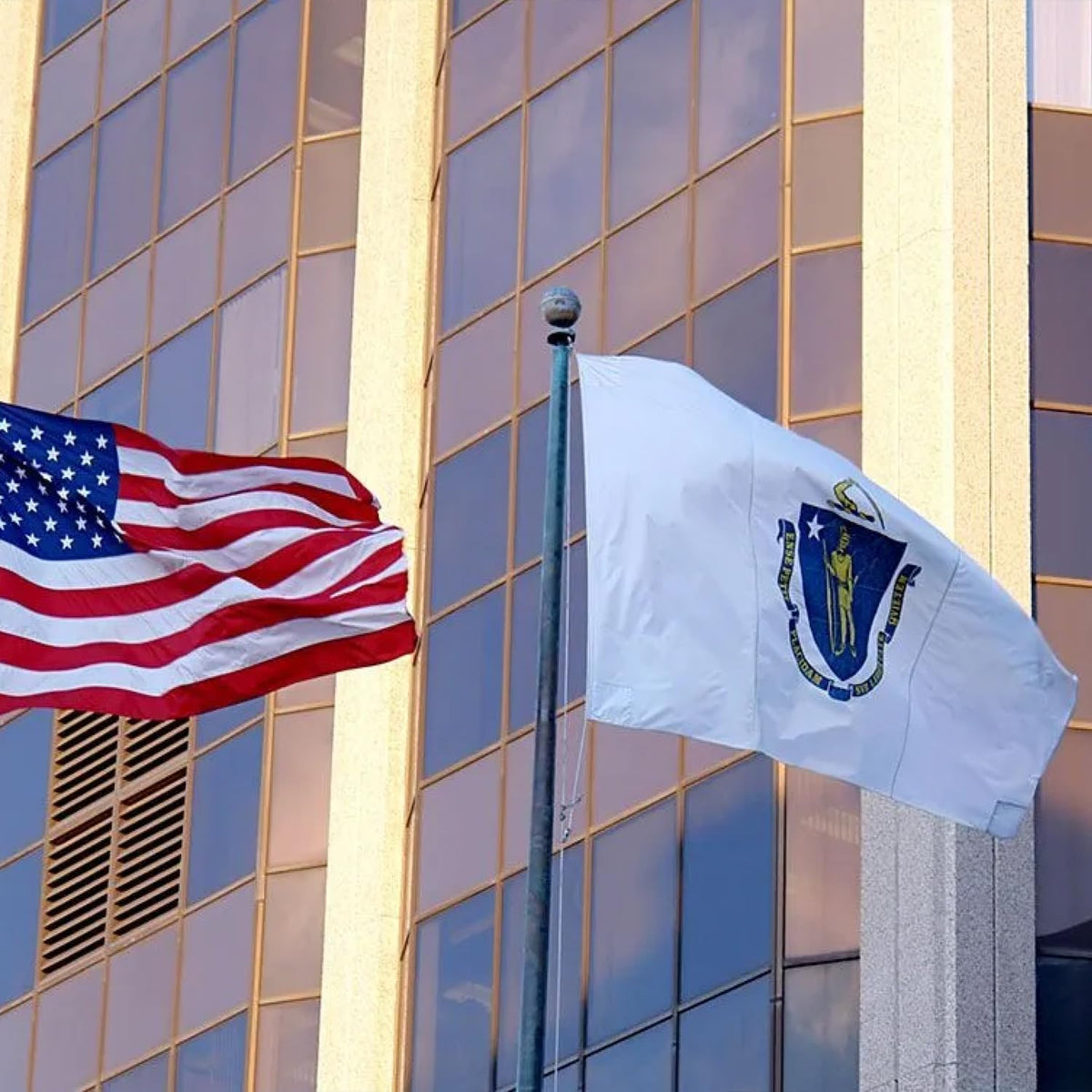 Double Sided Massachusetts State Flag 3X5 Outdoor the Longest Lasting MA Flags Heavy Duty 210D Nylon, Sewn Stripes, Embroidered, Stronger Brass Grommets,4 Stitched Hemming, Perfect for Outside