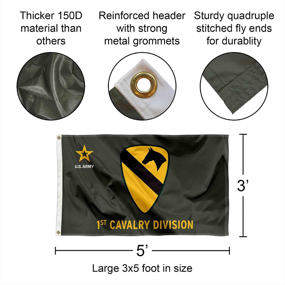 US Army 1St Cavalry Division Banner Grommet 3X5 Flag