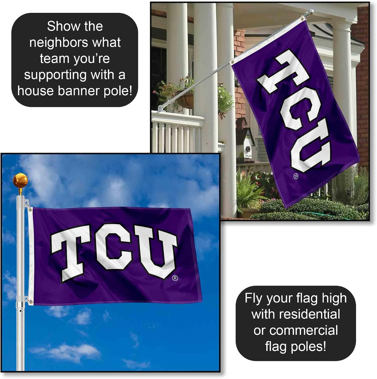 TCU Horned Frogs Large TCU Logo 3X5 College Flag