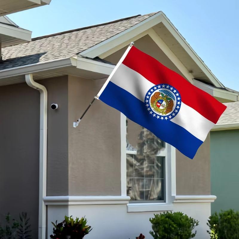 Large Missouri State Flag 4x6 Feet - Durable Outdoor Polyester with Double Stitching, Brass Grommets, and Reinforced Header