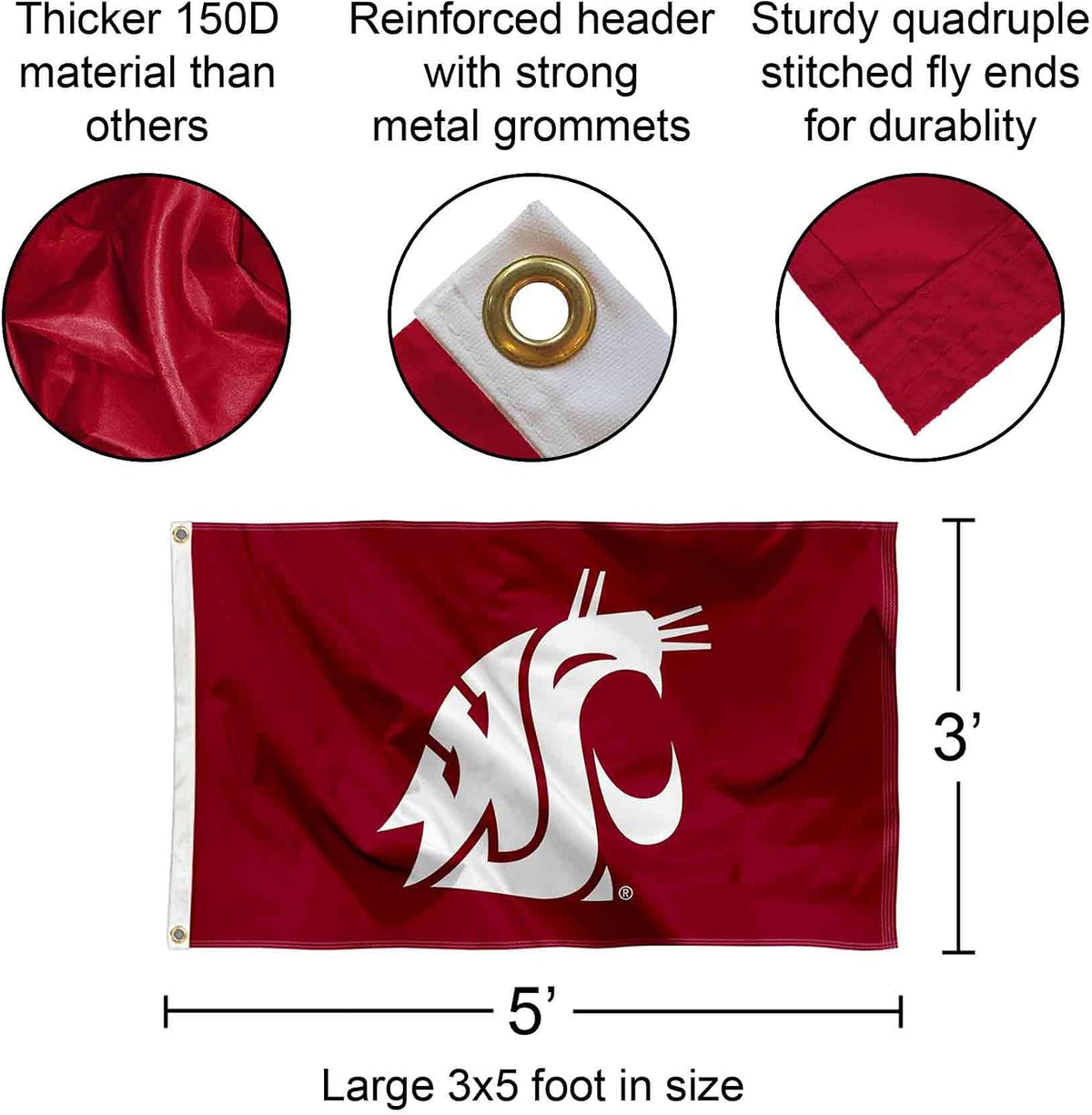 Washington State Cougars WSU University Large College Flag