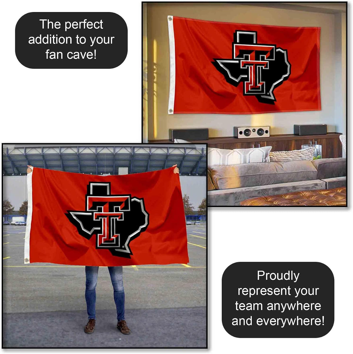 Texas Tech Red Raiders State of Texas Flag