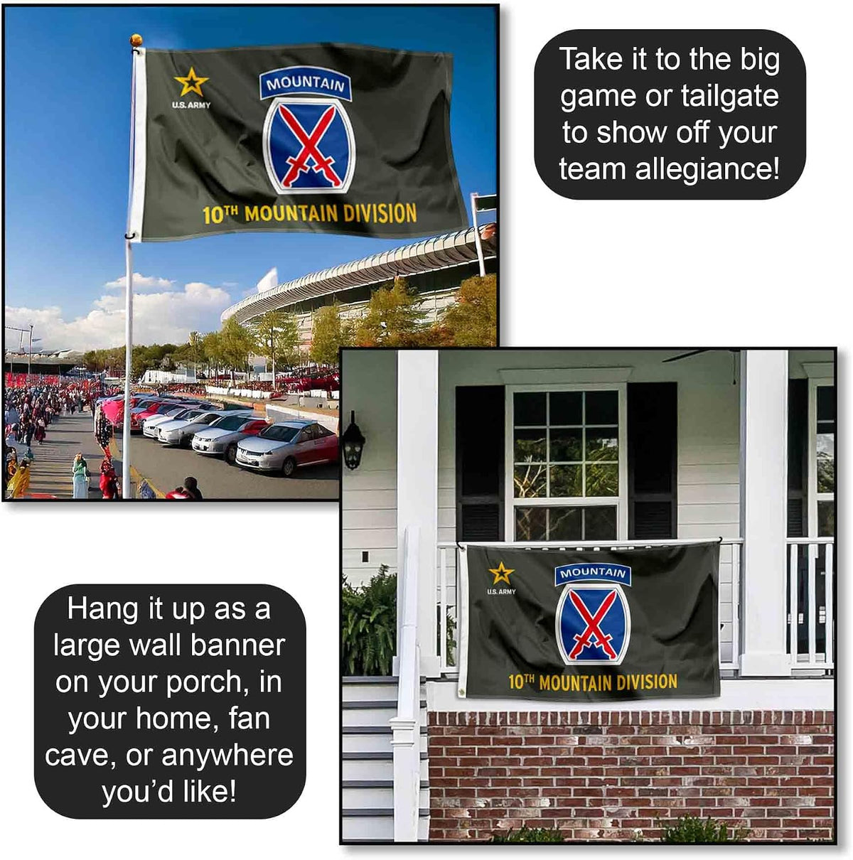 US Army 10Th Mountain Division Banner Grommet 3X5 Flag