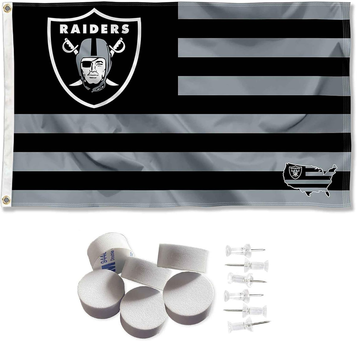 Las Vegas Raiders Nation Banner and Tapestry Wall Tack Pads