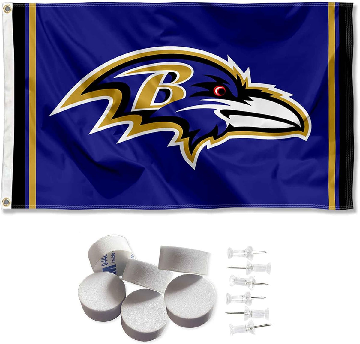 Baltimore Ravens Logo Banner and Tapestry Wall Tack Pads