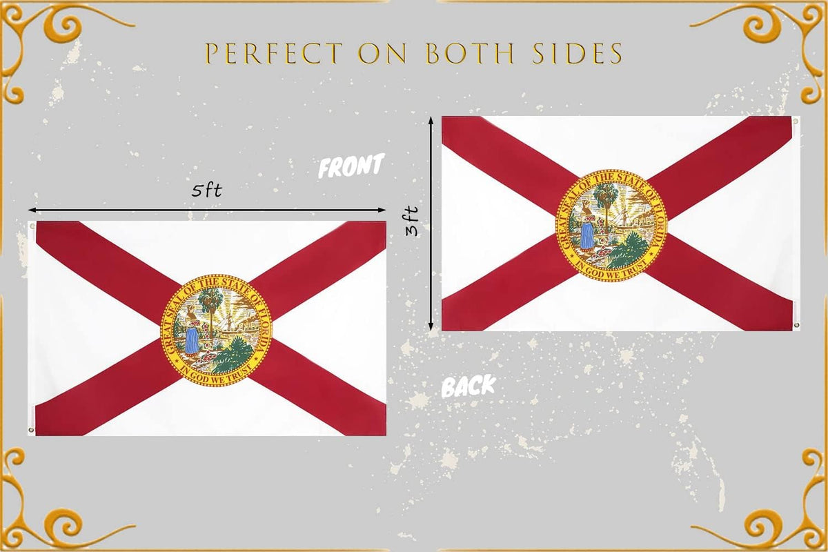 Florida Flag 3X5 Outdoor Double Sided Heavy Duty Durable 3 Ply Florida State Flags Banner with 2 Grommets