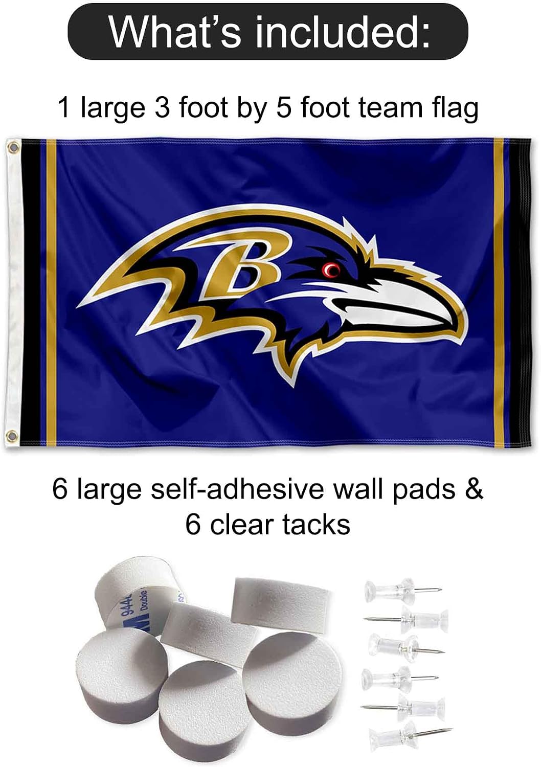 Baltimore Ravens Logo Banner and Tapestry Wall Tack Pads