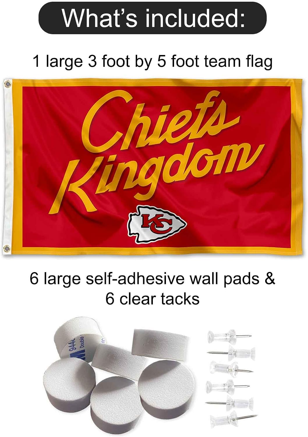 Kansas City Chiefs Chiefs Kingdom Banner and Tapestry Wall Tack Pads