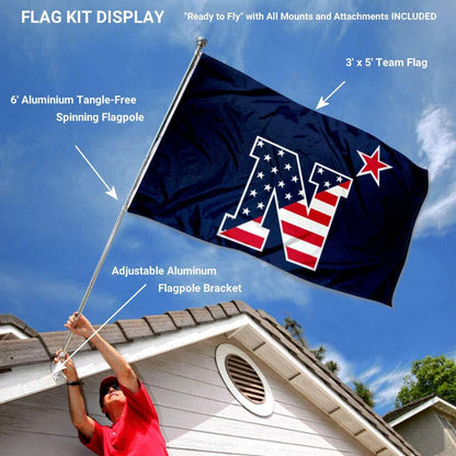 Navy Midshipmen Patriotic Flag with Pole and Bracket Kit