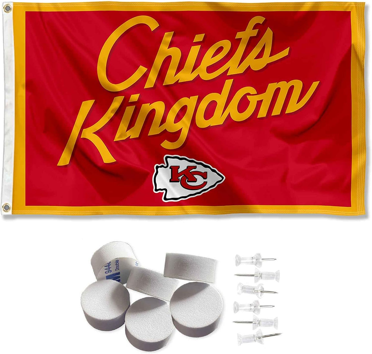 Kansas City Chiefs Chiefs Kingdom Banner and Tapestry Wall Tack Pads