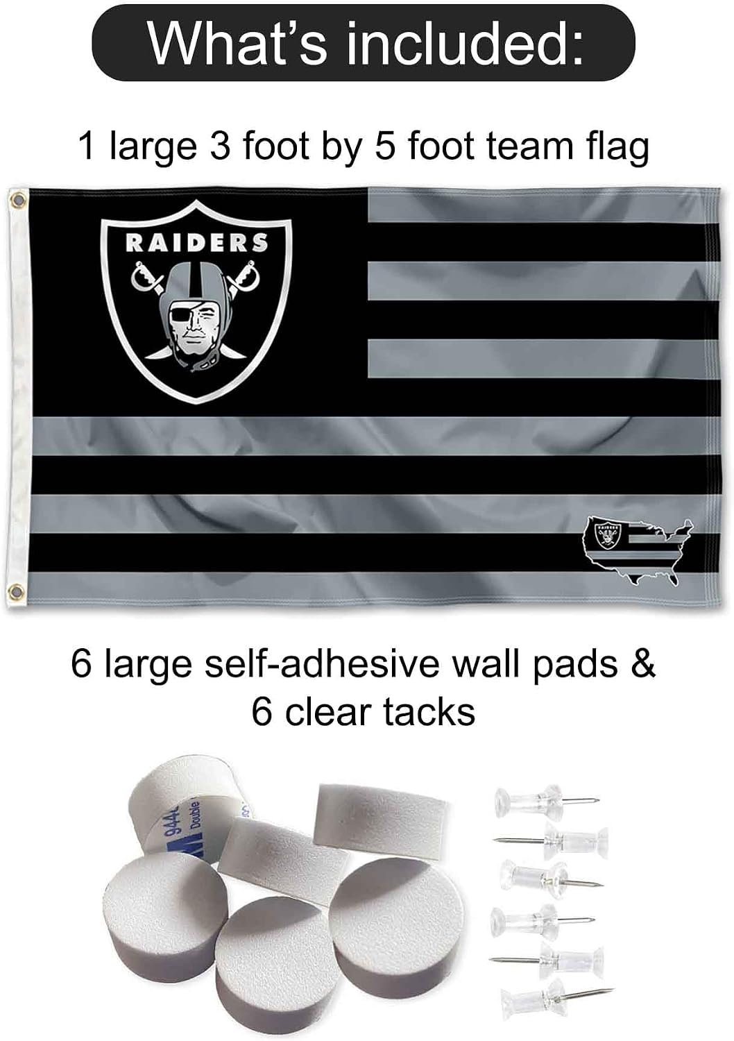 Las Vegas Raiders Nation Banner and Tapestry Wall Tack Pads