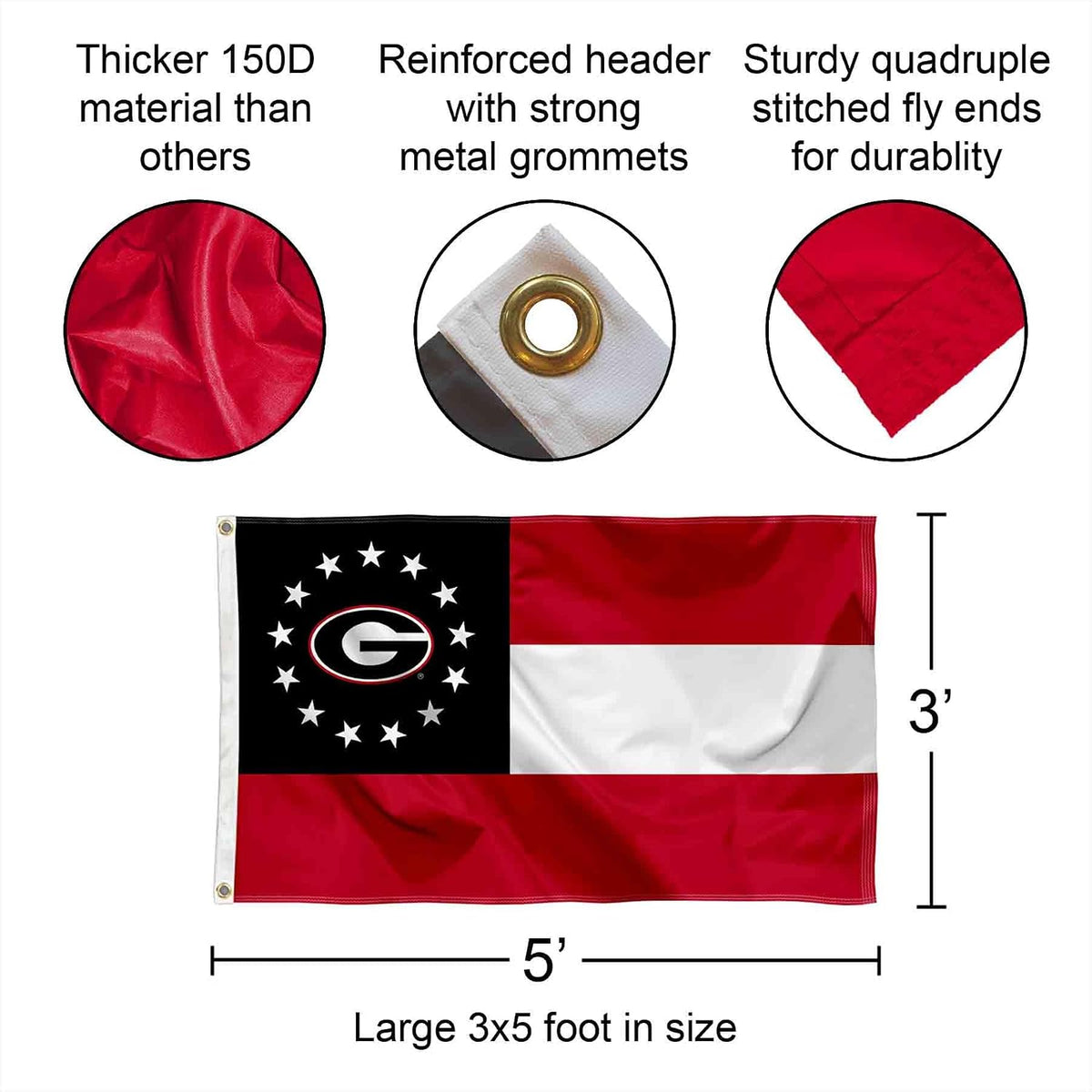 Georgia Bulldogs State of Georgia Flag