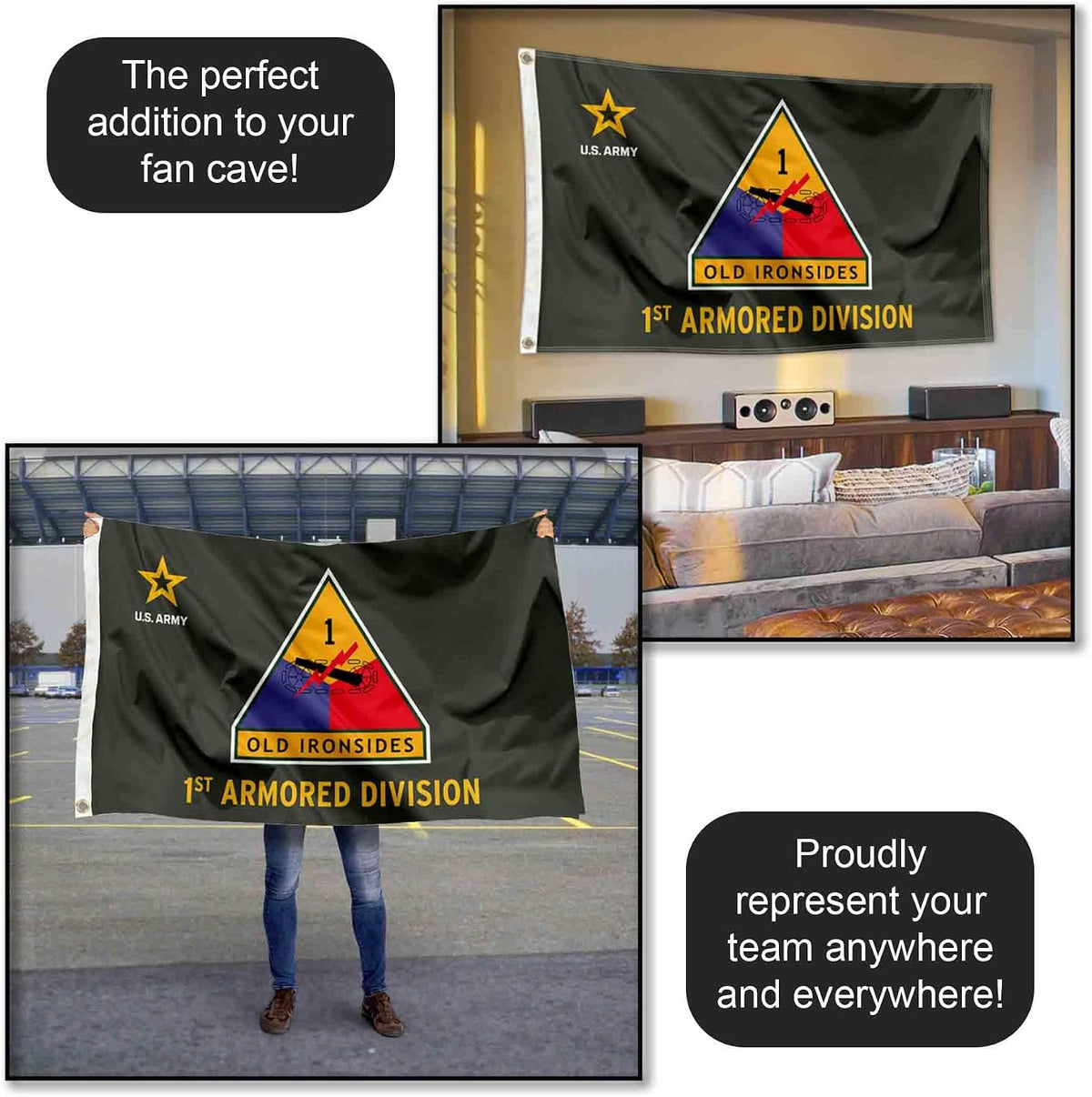 US Army 1St Armored Division Banner Grommet 3X5 Flag