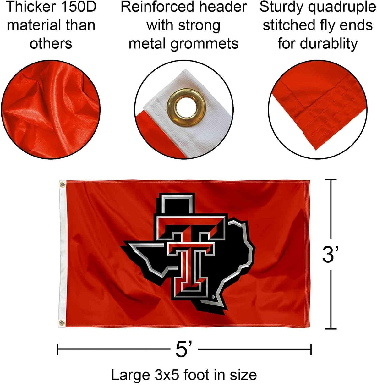 Texas Tech Red Raiders State of Texas Flag