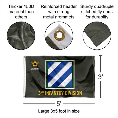US Army 3Rd Infantry Division Banner Grommet 3X5 Flag