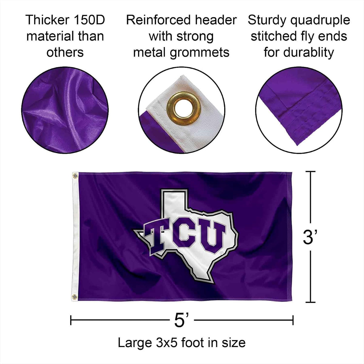 Texas Christian Horned Frogs State of Texas Flag