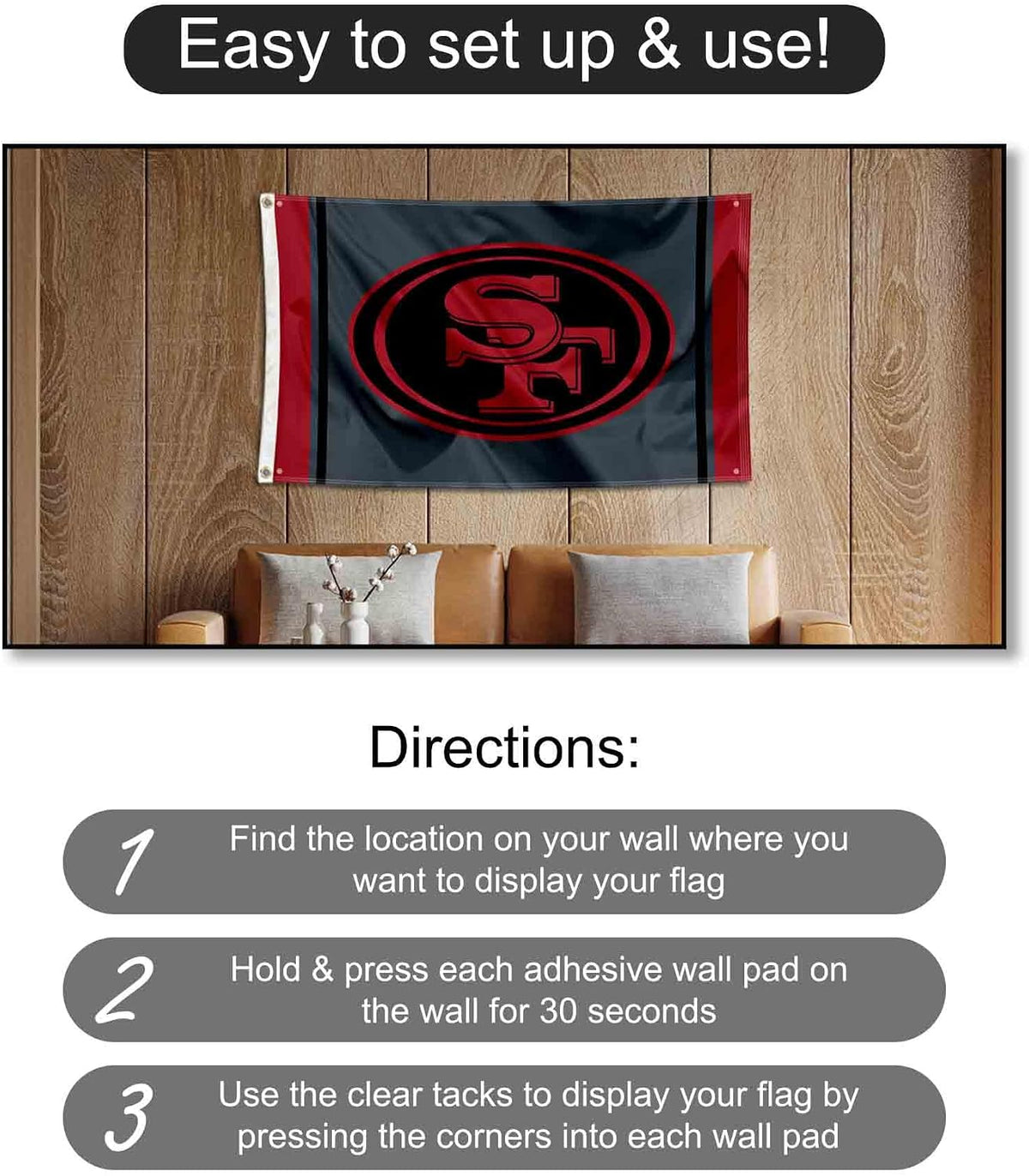San Francisco 49Ers Black Sideline Banner and Tapestry Wall Tack Pads