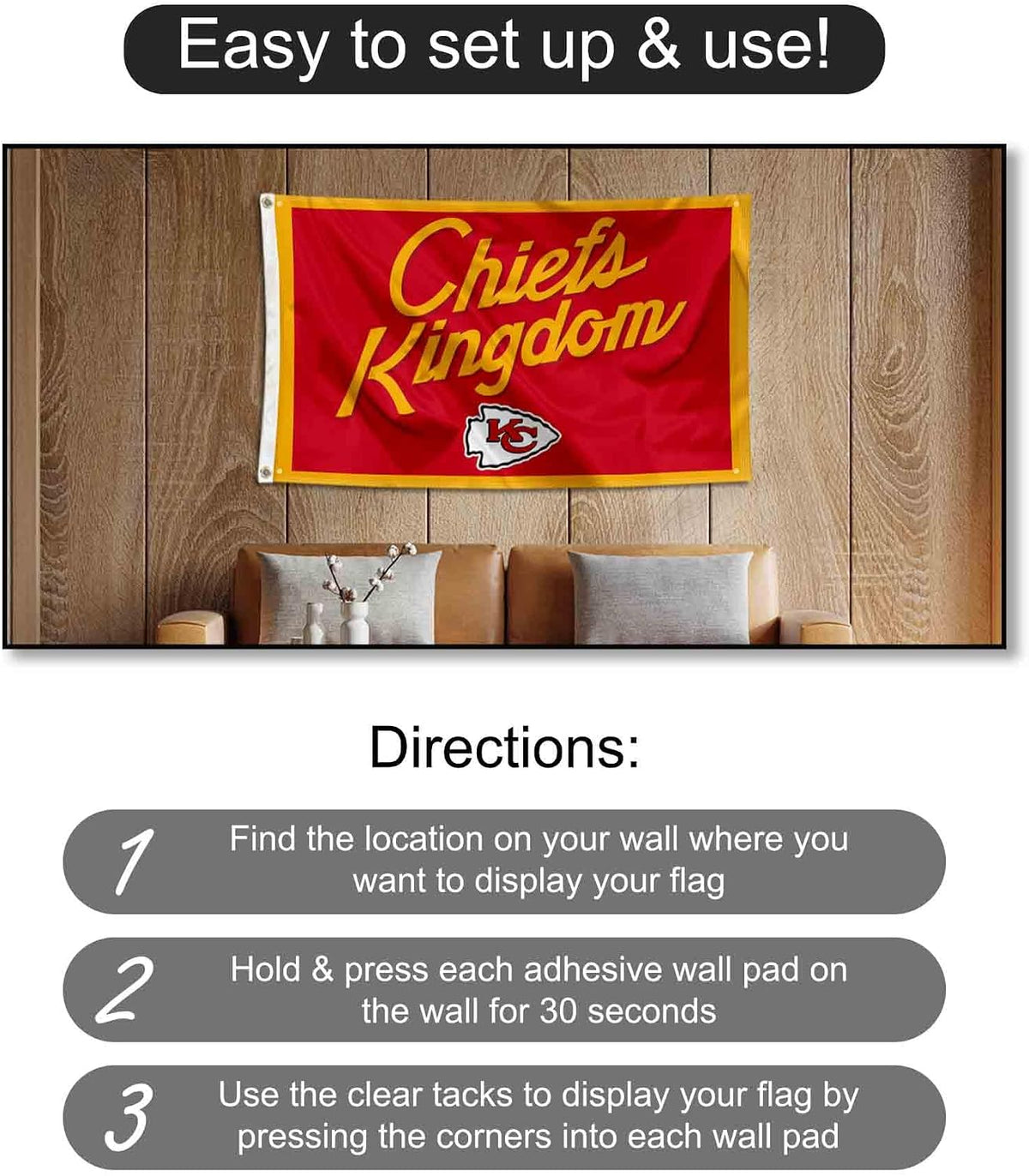 Kansas City Chiefs Chiefs Kingdom Banner and Tapestry Wall Tack Pads