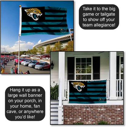 Jacksonville Jaguars USA American Nation Stripes 3X5 Grommet Flag