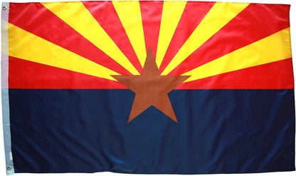 3X5 Arizona Flag - Arizona State Flag with Two Brass Grommets, 100% Polyester Fabric, and Double Stitched Edges, 3X5 Arizona State Flag, 3X5 State Flag of Arizona