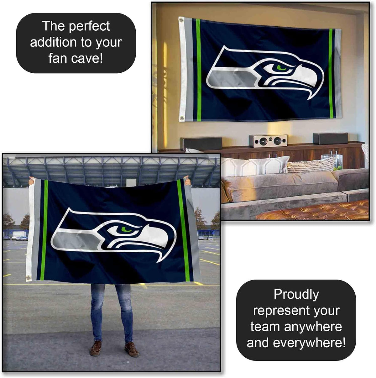 Seattle Seahawks Large NFL 3X5 Flag