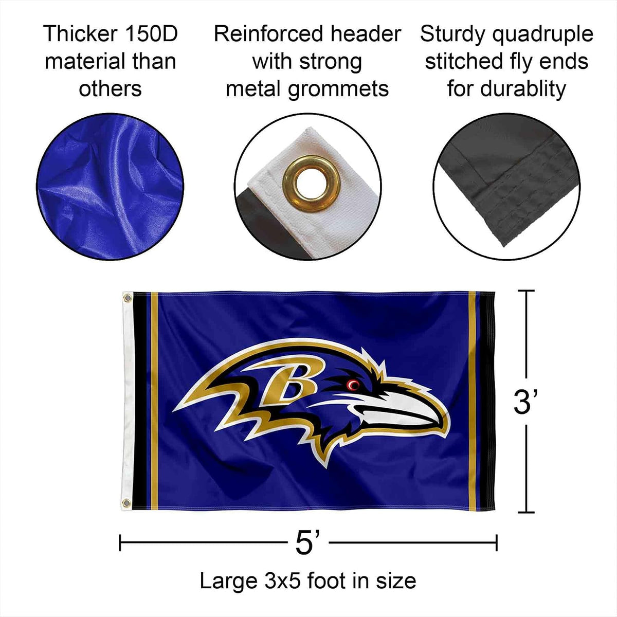 Baltimore Ravens Logo Banner and Tapestry Wall Tack Pads