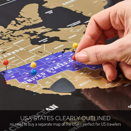 Scratch off World Map - Extra Large - Easy to Frame Scratchable World Map Poster - Best Travel World Map Gift - All Accessories - Premium Detailed Scratch off Map of the World - for Globetrotter