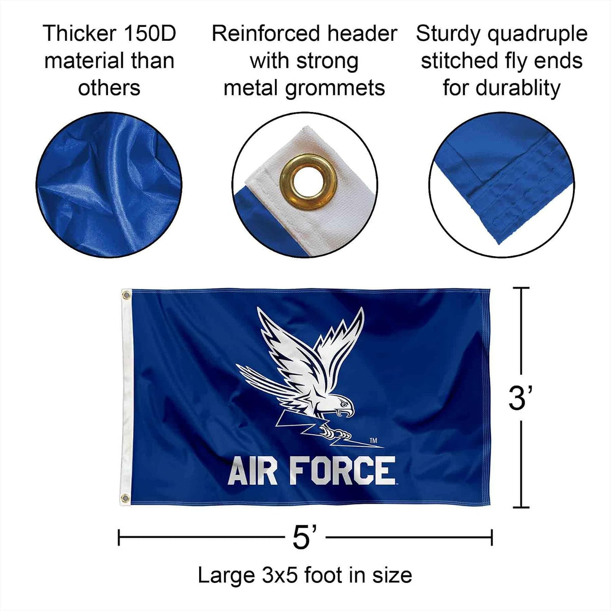 Air Force Falcons Wordmark Logo 3X5 Grommet Flag