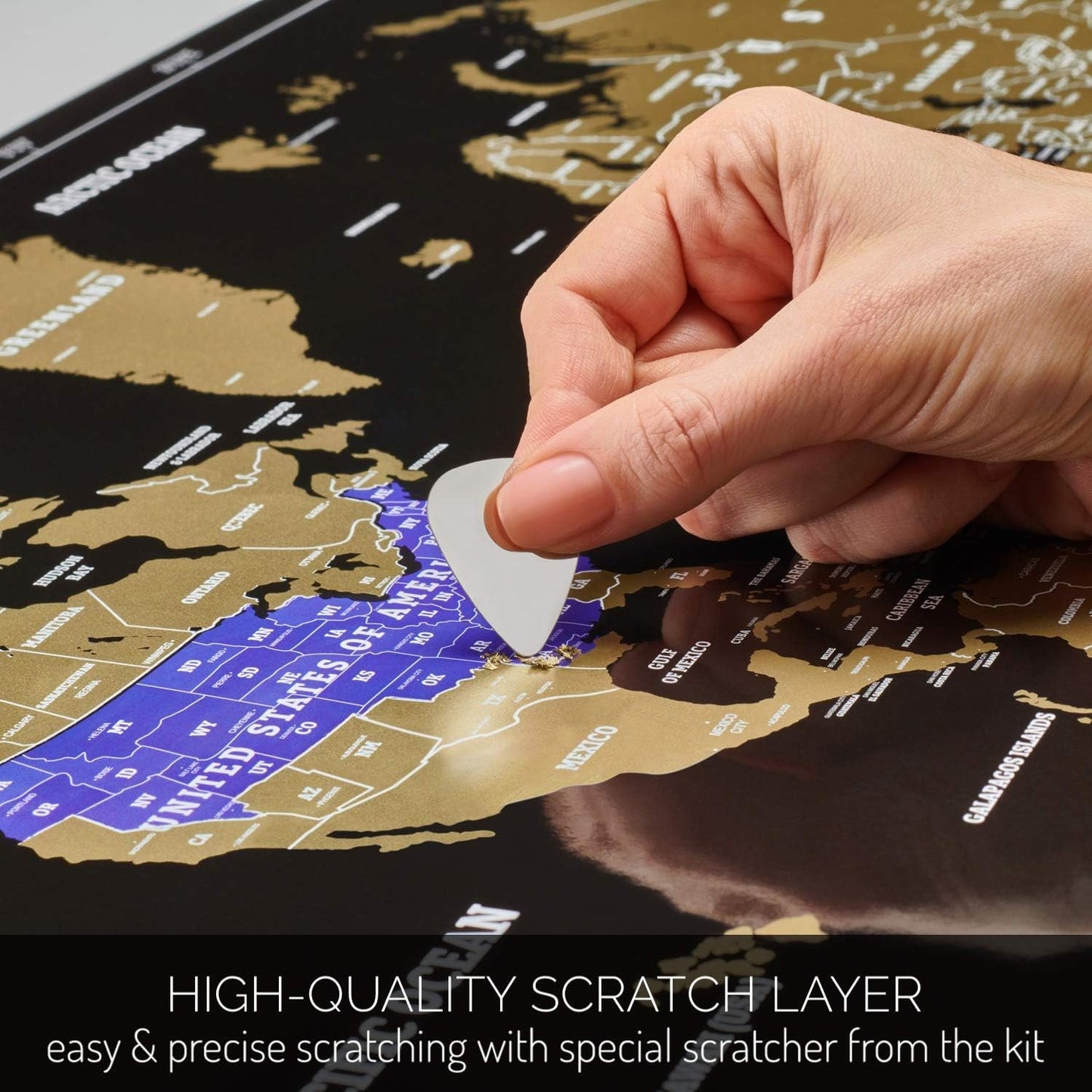 Scratch off World Map - Extra Large - Easy to Frame Scratchable World Map Poster - Best Travel World Map Gift - All Accessories - Premium Detailed Scratch off Map of the World - for Globetrotter