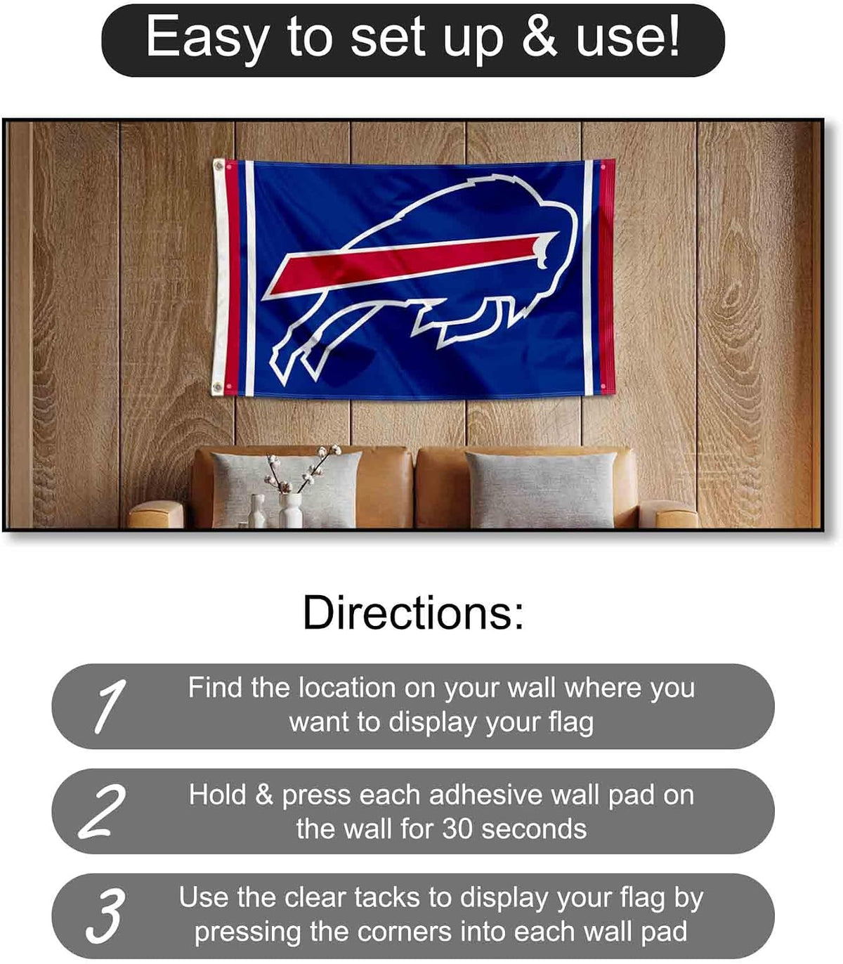Buffalo Bills Banner and Tapestry Wall Tack Pads