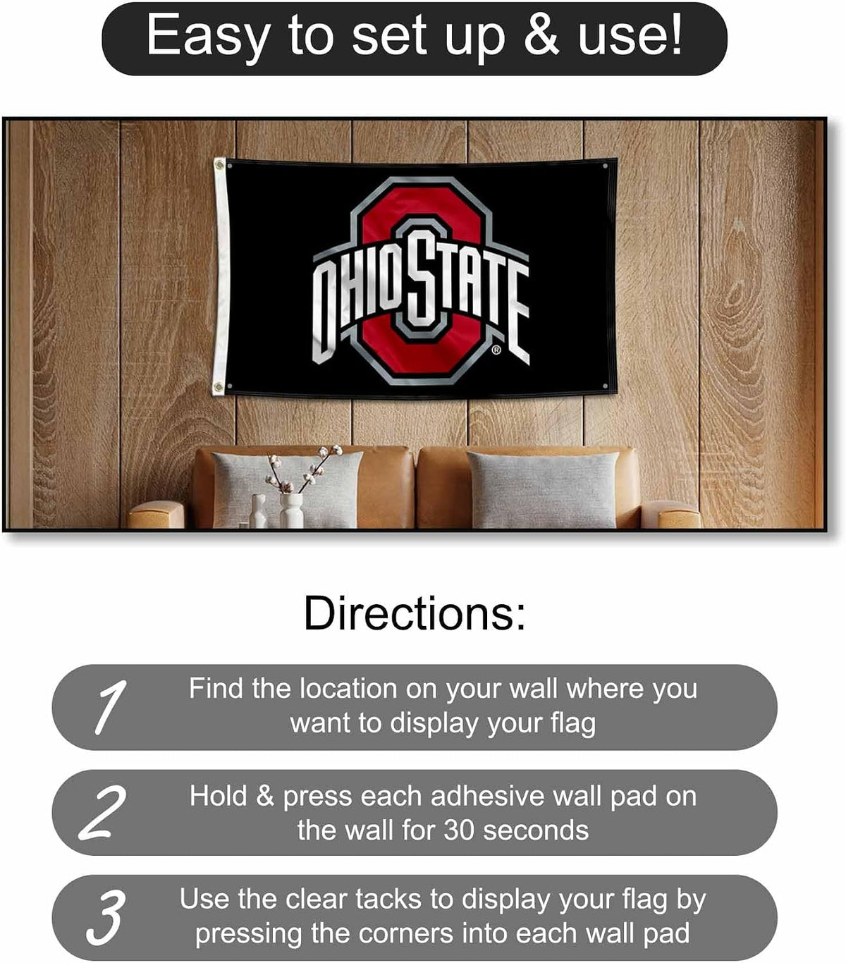 Ohio State Buckeyes Black Banner and Tapestry Wall Tack Pads