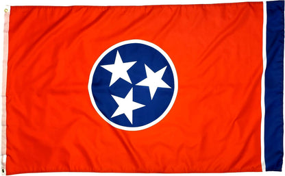 3X5 Tennessee Flag with Two Brass Grommets, Double Stitched Edges, and 100% Polyester Fabric, Tennessee State Flags 3X5, 3X5 Tennessee State Flag, State Flag of Tennessee
