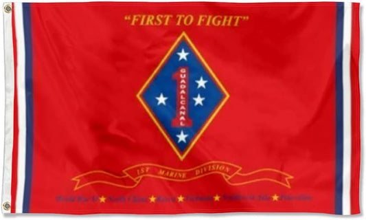 US Marine 1St Marine Division Flags Outdoor Indoor 3X5Ft Red Banner