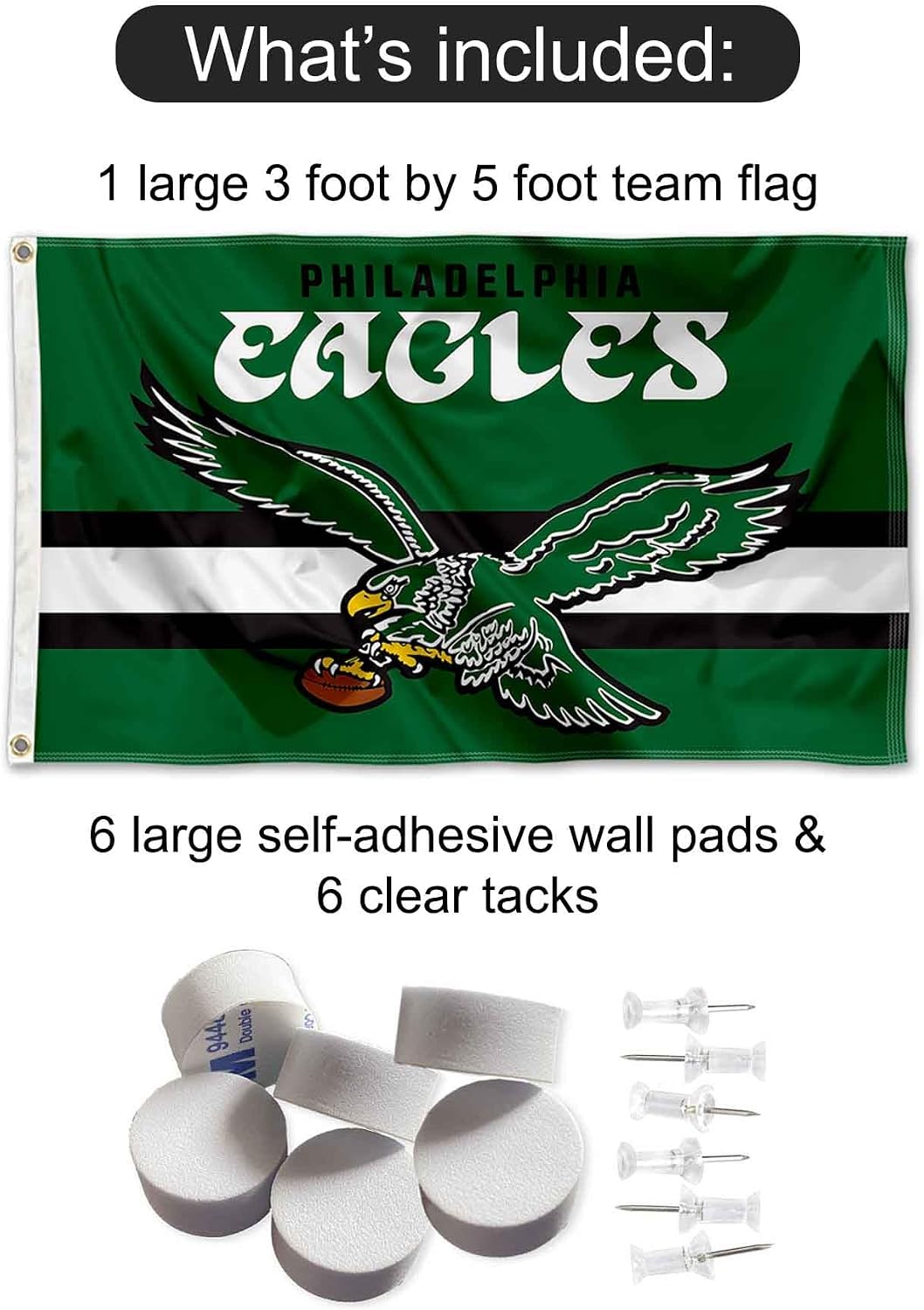 Philadelphia Eagles Throwback Retro Vintage Banner and Tapestry Wall Tack Pads