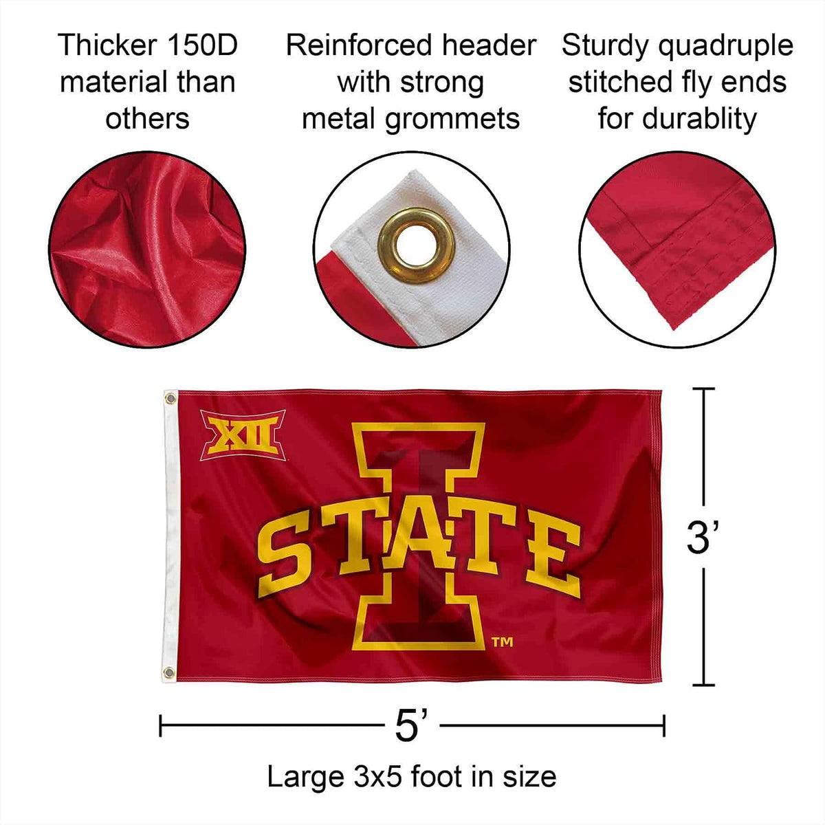Iowa State Big 12 3X5 Flag