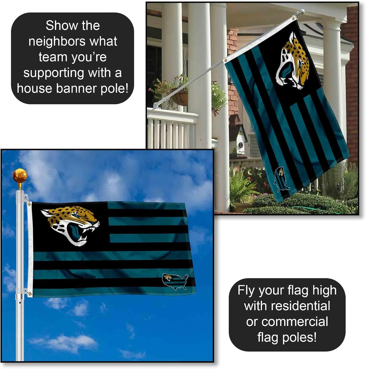 Jacksonville Jaguars USA American Nation Stripes 3X5 Grommet Flag