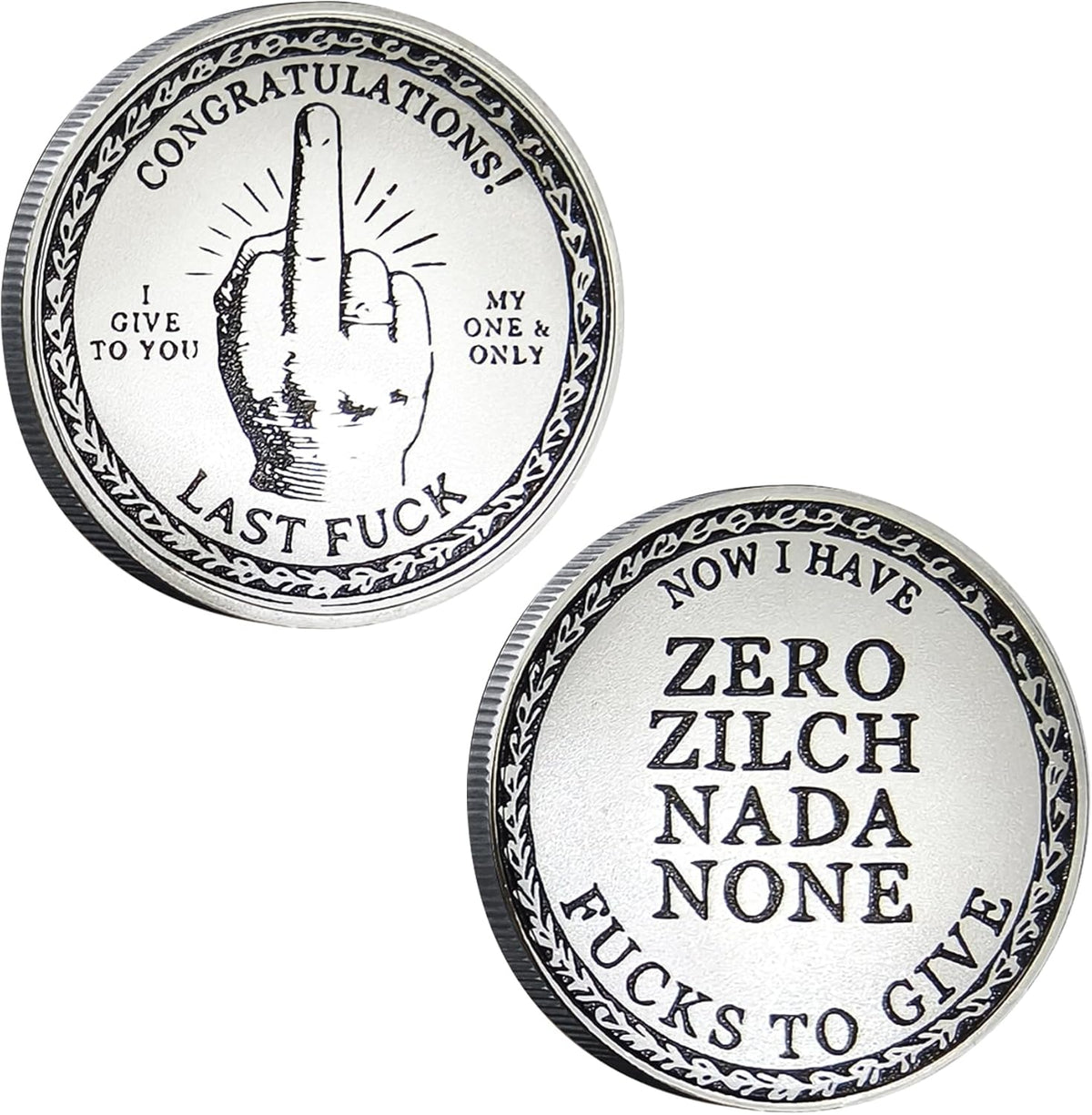 2PCS Novelty Challenge Coins Prank Gesture Design Coins