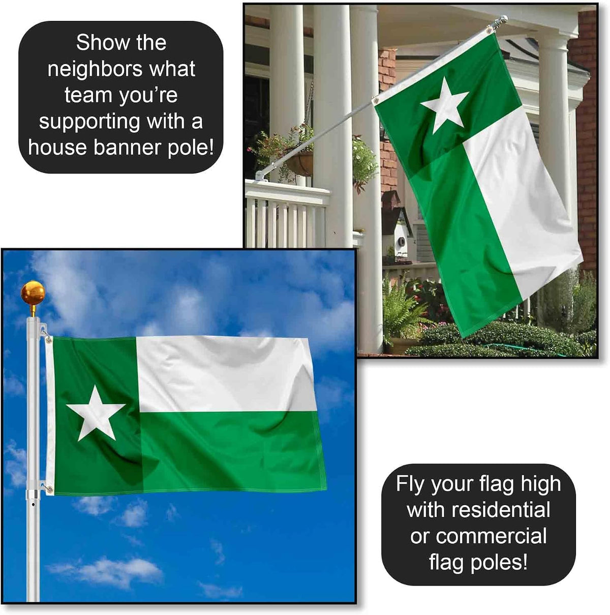 North Texas Mean Green UNT Texas State Flag