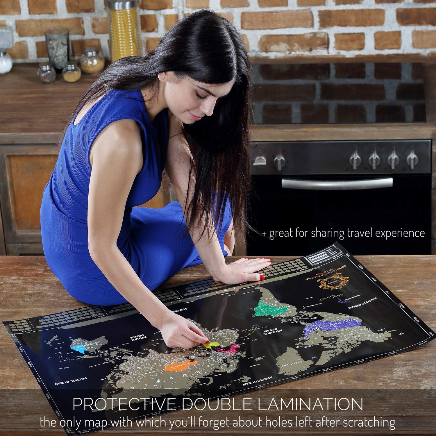 Scratch off World Map - Extra Large - Easy to Frame Scratchable World Map Poster - Best Travel World Map Gift - All Accessories - Premium Detailed Scratch off Map of the World - for Globetrotter