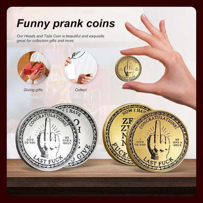 2PCS Novelty Challenge Coins Prank Gesture Design Coins