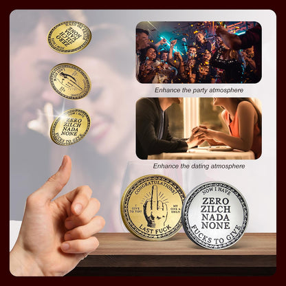 2PCS Novelty Challenge Coins Prank Gesture Design Coins