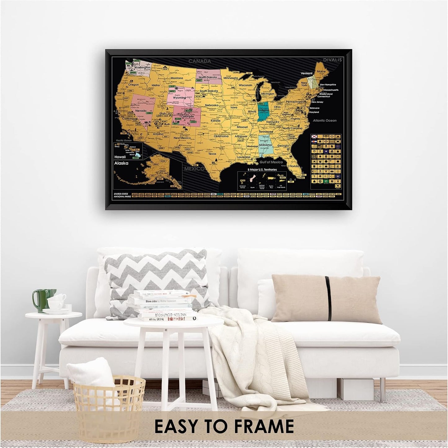 2 in 1 Gift Set - Scratch off World Map and US Scratch off Map - Easy to Frame Scratchable World and United States of America Posters - Globetrotters Wall Map - Black and Gold Travel Tracker