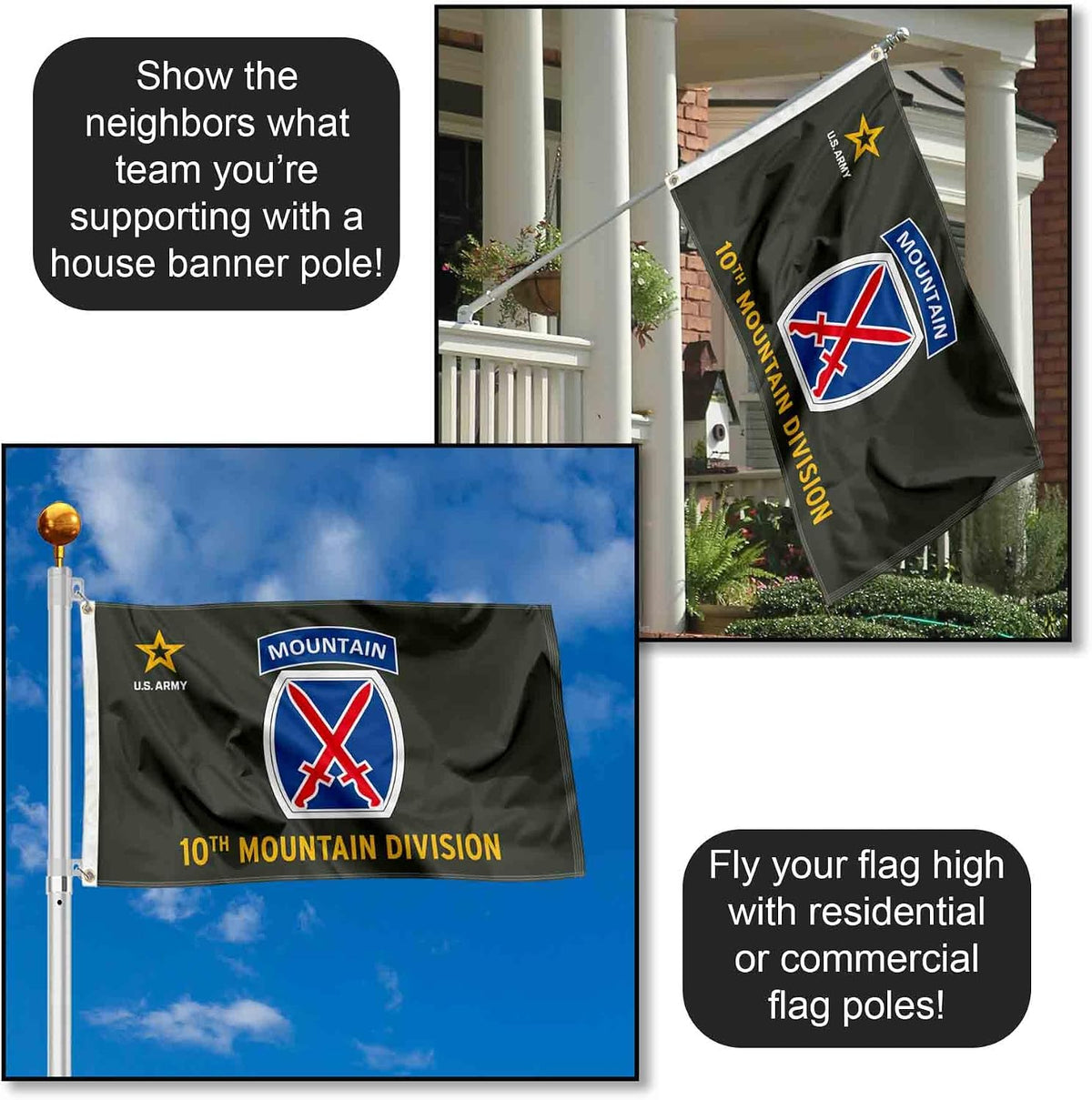 US Army 10Th Mountain Division Banner Grommet 3X5 Flag