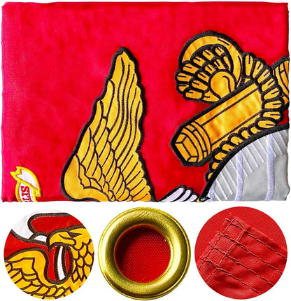 Embroidered Double Sided USMC Marine Corps Flag 3X5 Outdoor- 3Ply Heavy Duty 300D Nylon 4 Rows Sewn- All Weather United States Official Marines Corps Flags Banner with 2 Brass Grommets
