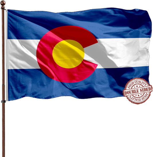 Colarado Colorado State Flag 3X5 Outdoor Double Sided- 3Ply 240D 4 Rows Stitched- 3X5 Large Colorado Flag Wall- UV Fade Resistant with Canvas Header & 2 Brass Grommets