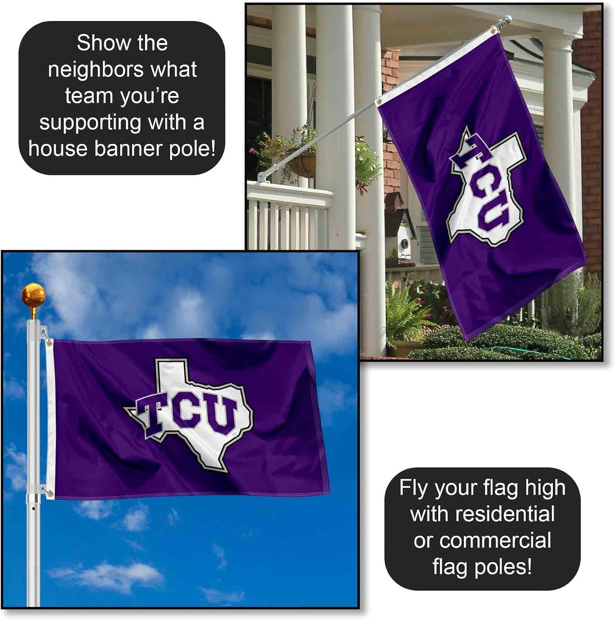 Texas Christian Horned Frogs State of Texas Flag